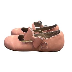 Monkey Feet Pink Mary Jane Ballet Flats Bows Scalloped Edge Kids Size 7Y